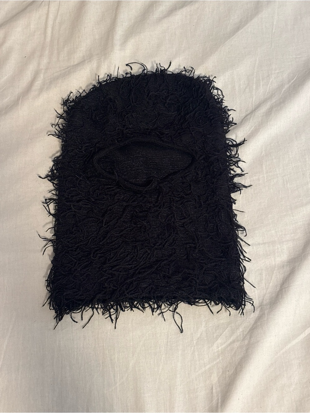 Black Shaggy Knit Balaclava Face Mask